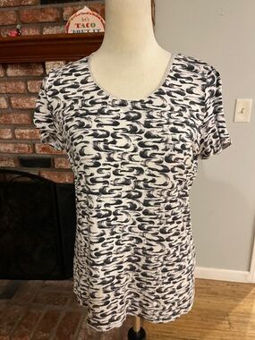 Reiss Black and White Abstract Short Sleeve Tee